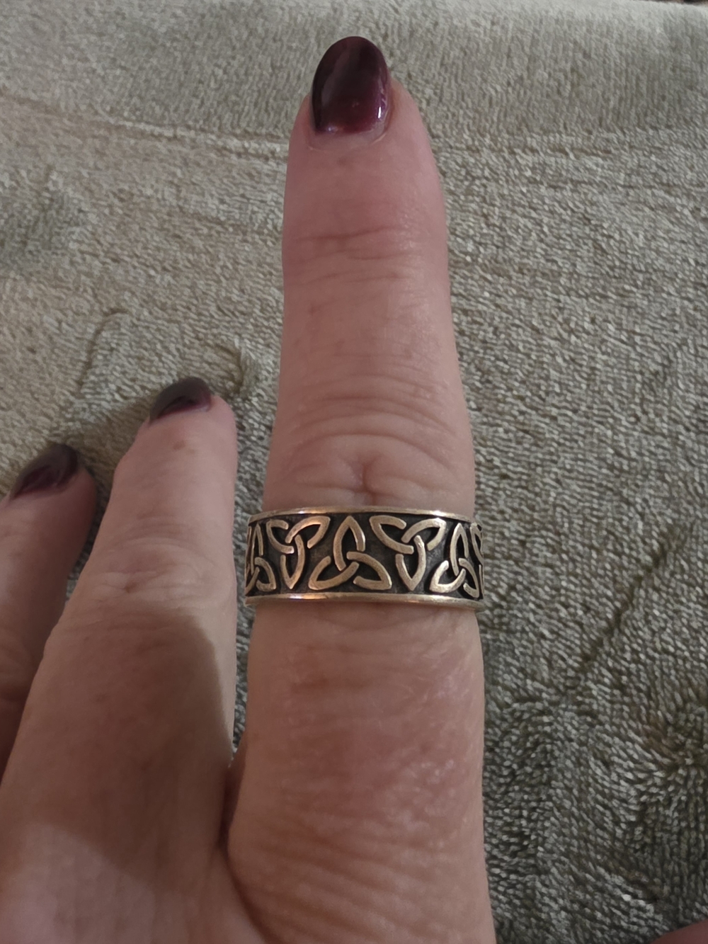 Vintage Stainless Celtic Knot Wide Band Ring in Antique